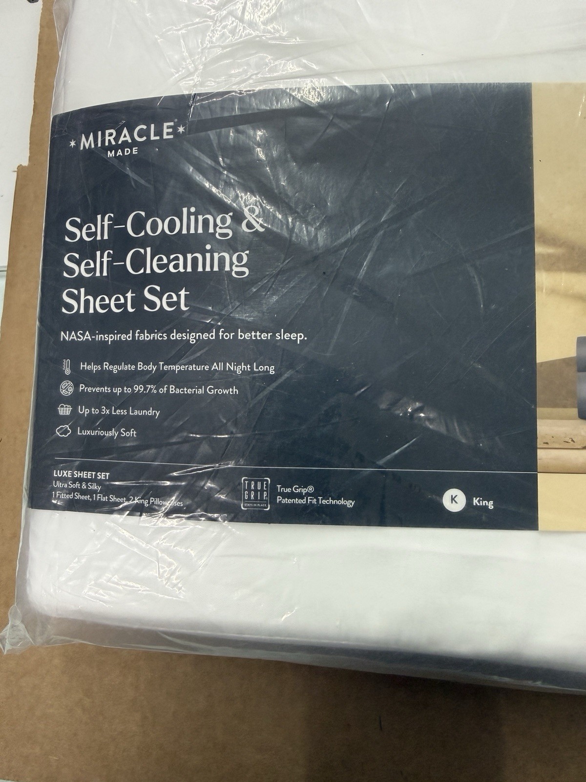 Miracle Made Self-Cooling & Self-Cleaning King Sheet Set White Luxury Bedding gallery