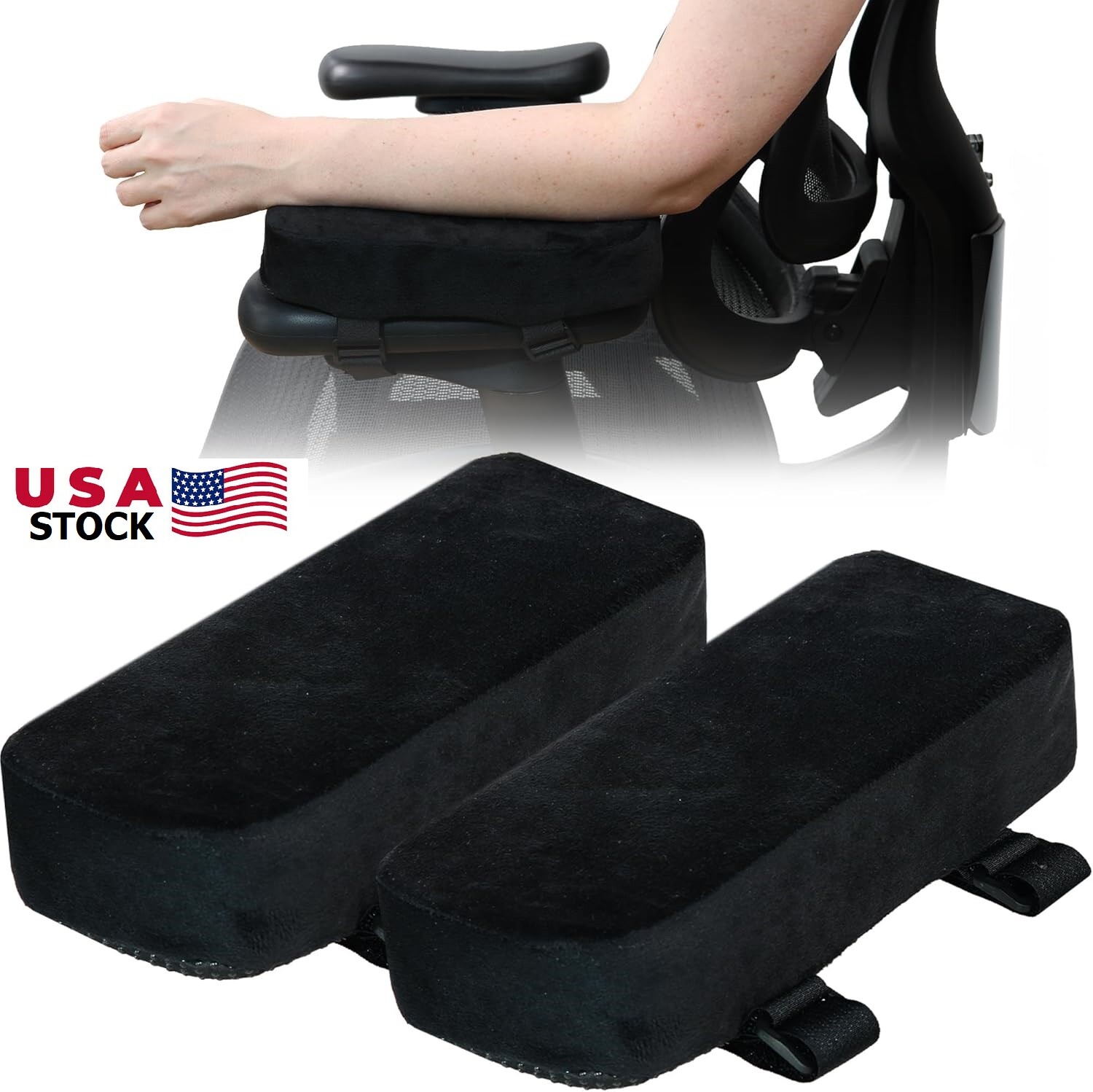 2PCS Thick Memory Foam Chair Armrest Pads Office Chair Arm Elbow Rest Covers USA gallery