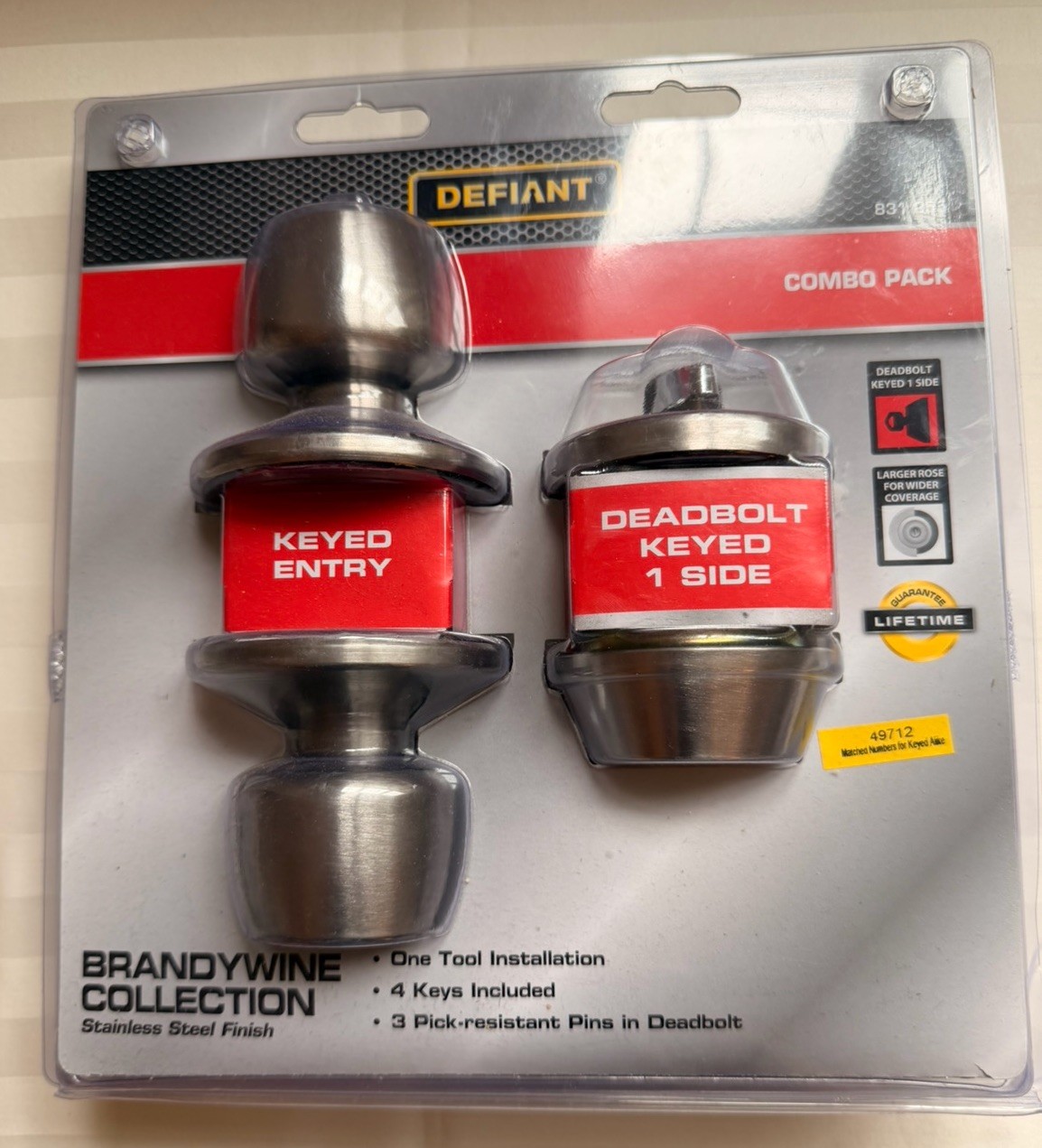 Defiant Brandywine Collection Stainless Steel Finish Door Knob & Deadbolt Combo gallery