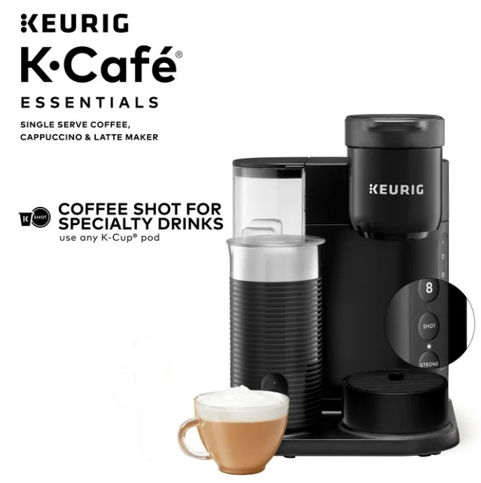Keurig K-Café Essentials Single-Serve K-Cup Coffee Maker – Black | Milk Frother gallery