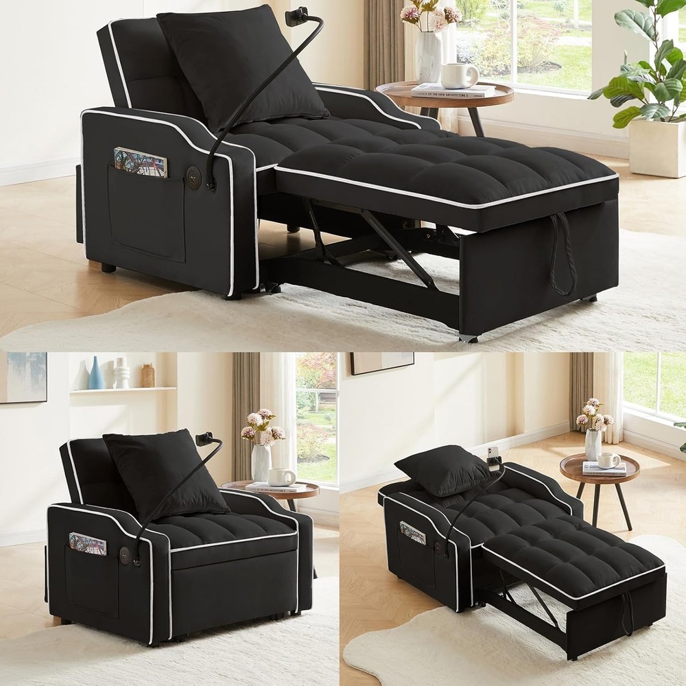 3-in-1 Sleeper Sofa Chair Bed Adjustable Sleeper Chairs with Pull out Bed