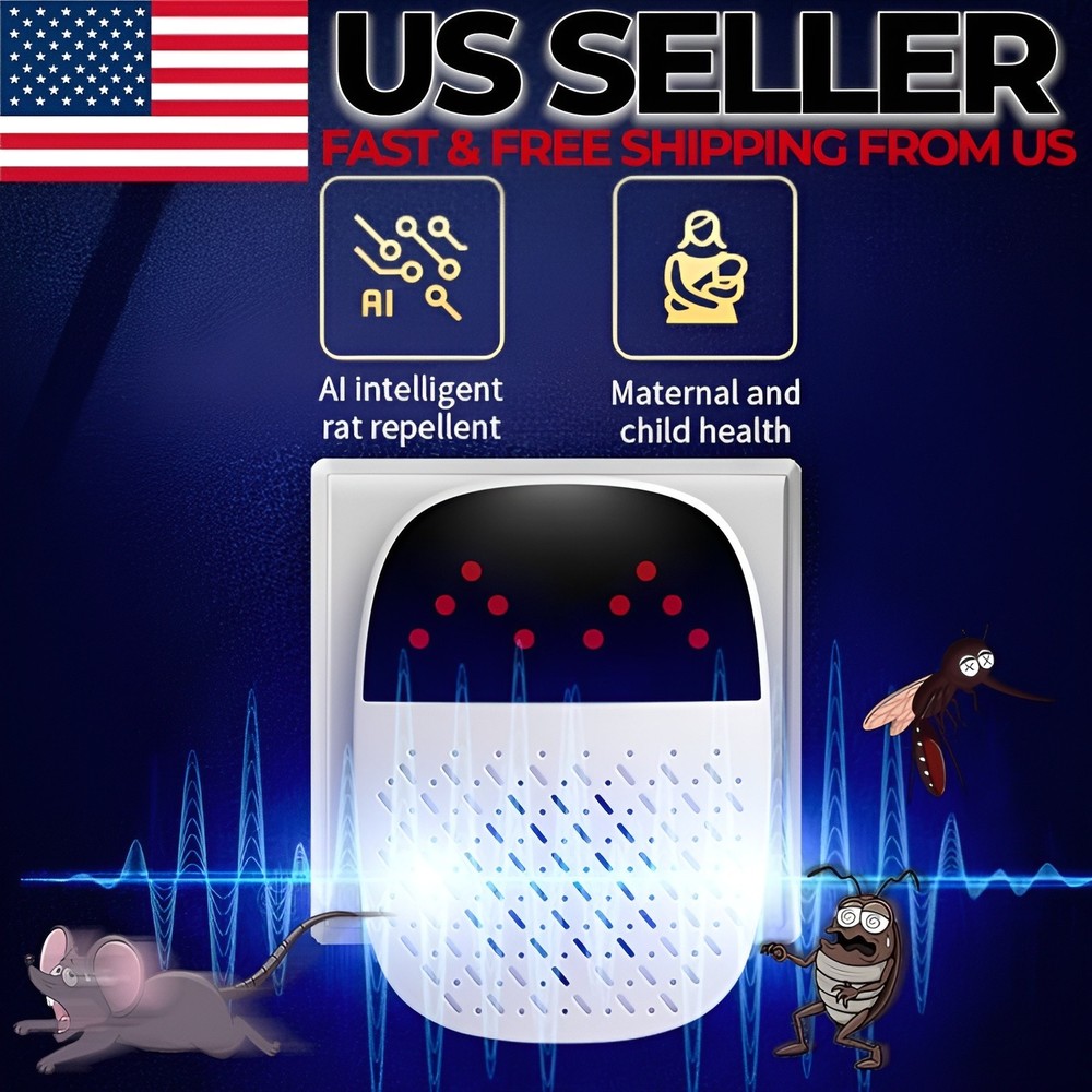 Ultrasonic Pest Repeller Plug In, Mouse Rat Roach Repellent for Home Warehouse
