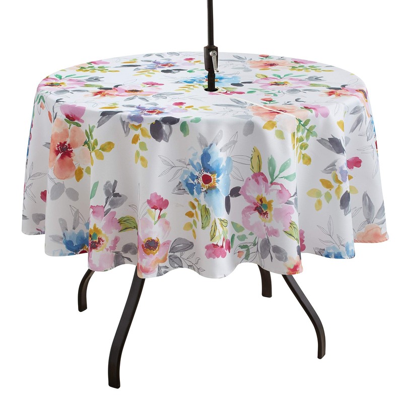 Spillproof Spring/Summer Heavyweight Fabric Outdoor Tablecloth with Umbrella ... gallery