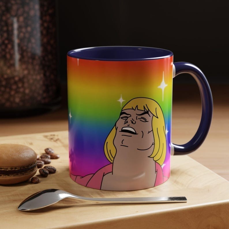 He-Man Face Meme Mug | Funny What’s Going On Coffee Cup gallery