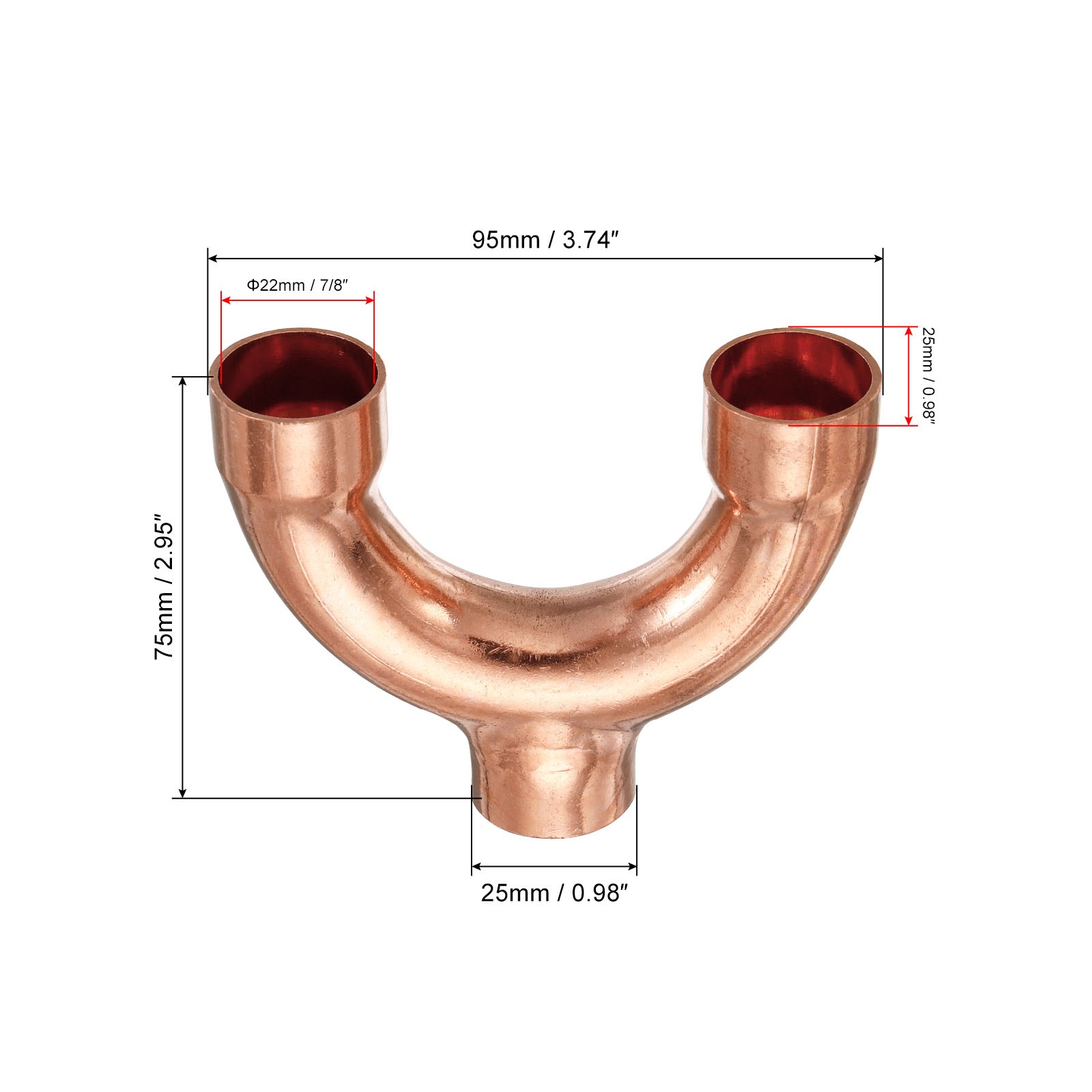 Tee Y Type Copper Fitting Welding Joint Split Union Intersection 7/8 Inch gallery