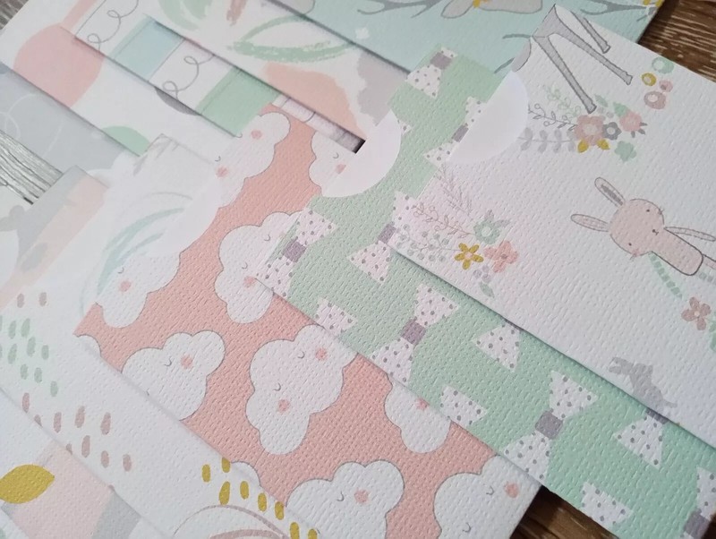 12 Top Loading Paper Gift Card Holders Envelopes Soft Pastel Baby Shower gallery