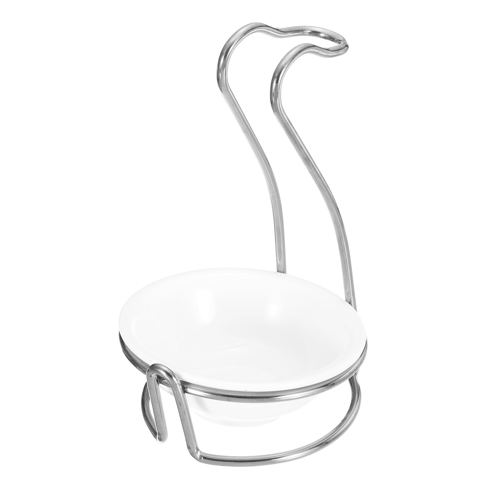 4.5x4.3x7.1 Inch Spoon Rest Holder with Round Ceramic Bowl, Silver gallery