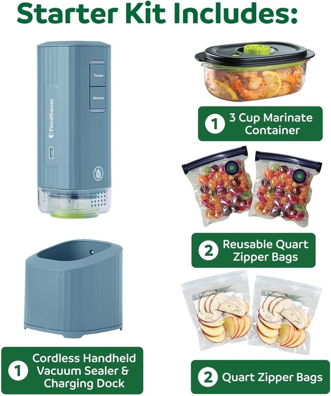 Mini Handheld Vacuum Sealer Machine with Marinate Setting & Charging Dock, Co... gallery