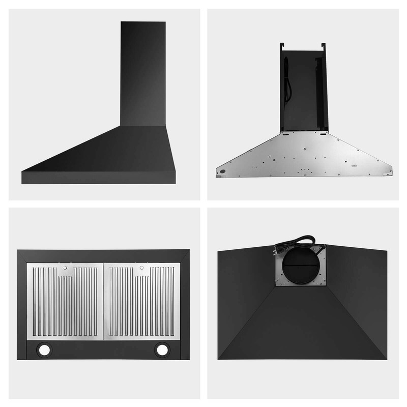 Wall Mount Range Hood 30 inch Kitchen Black Stainless Steel 3-Speed Touch Panel gallery