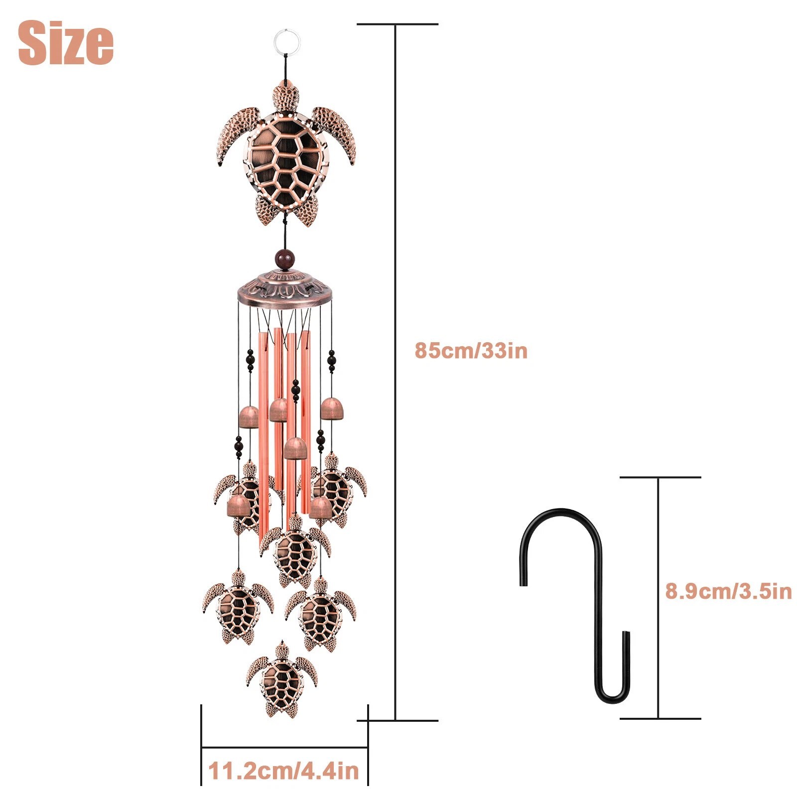 Sea Turtle Wind Chimes for Outside, Large Turtle Garden Decor, Unique Sea Animal gallery