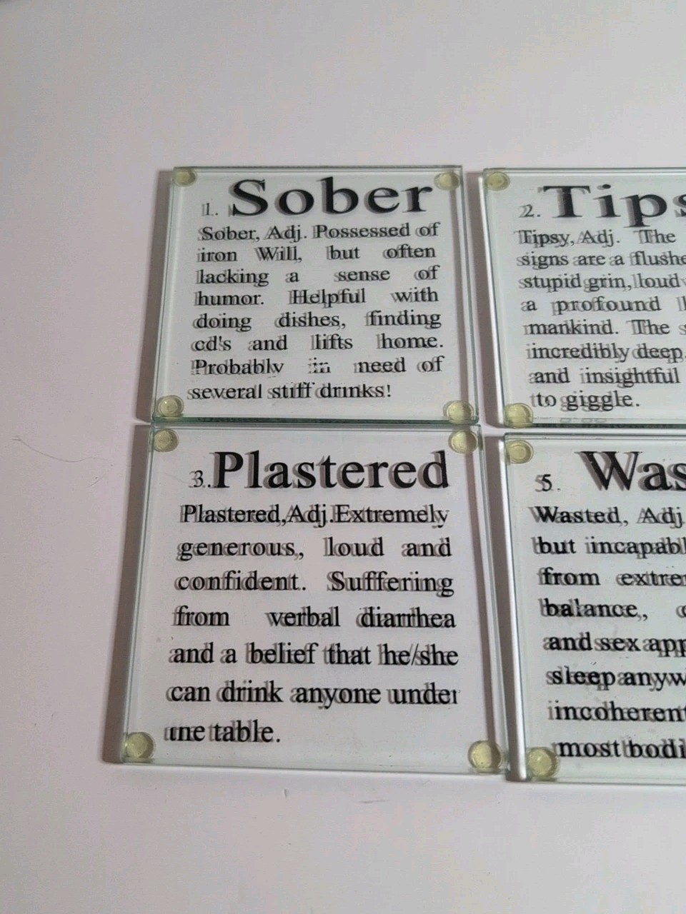 THE STAGES OF DRINKING GLASS FUNNY STACKABLE BAR COASTER SET (6) gallery