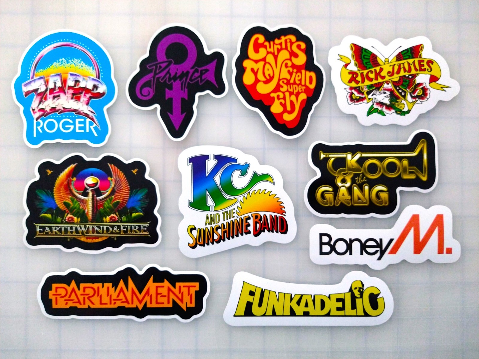 Funk Vinyl Sticker Lot (10 Pack) SET 1 disco r&b band soul jazz dj dance rock gallery