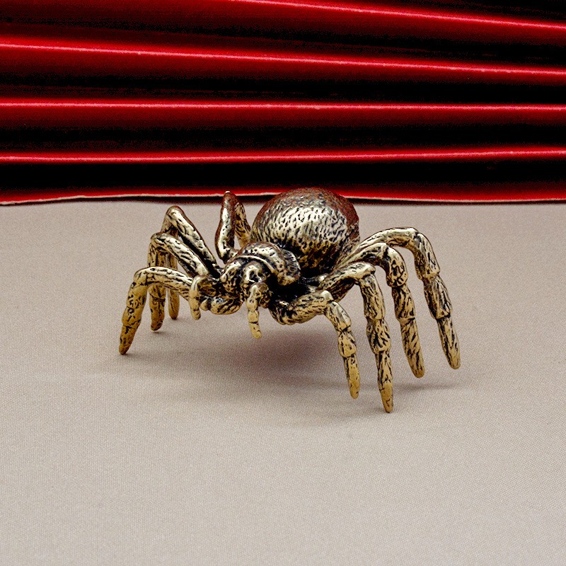 Vintage Solid Brass spider figurine statue sculpture room desktop home decor gallery