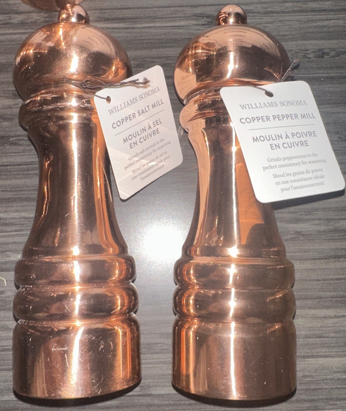 Williams Sonoma 7" Copper Salt & Pepper Mills Set MSRP $129.95 gallery