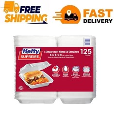 Hefty Supreme Foam Hinged Lid Container, 1-Compartment, 125 ct.