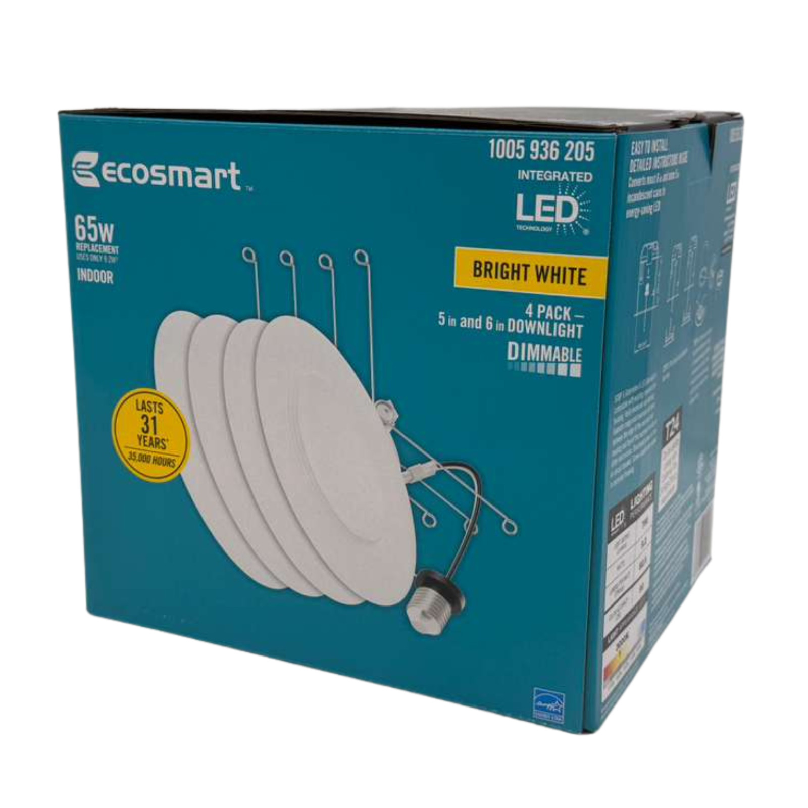 EcoSmart Retrofit 6 in. Matte- Bright White Integrated LED Recessed Baffle Trim gallery