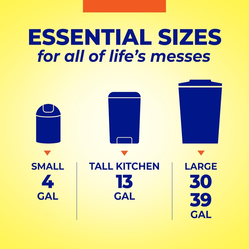 Hefty Essentials Drawstring 30 Gallon Trash Bags 56 Count Bulk Black Garbage gallery