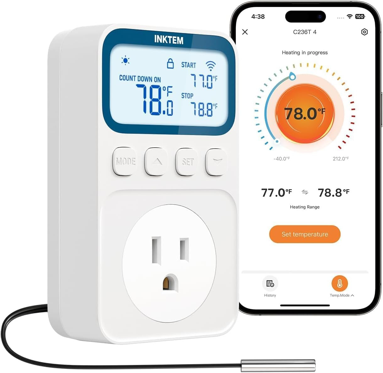 Wifi Plug in Thermostat Outlet, Temperature Controlled Outlet with Smart APP, Ti gallery