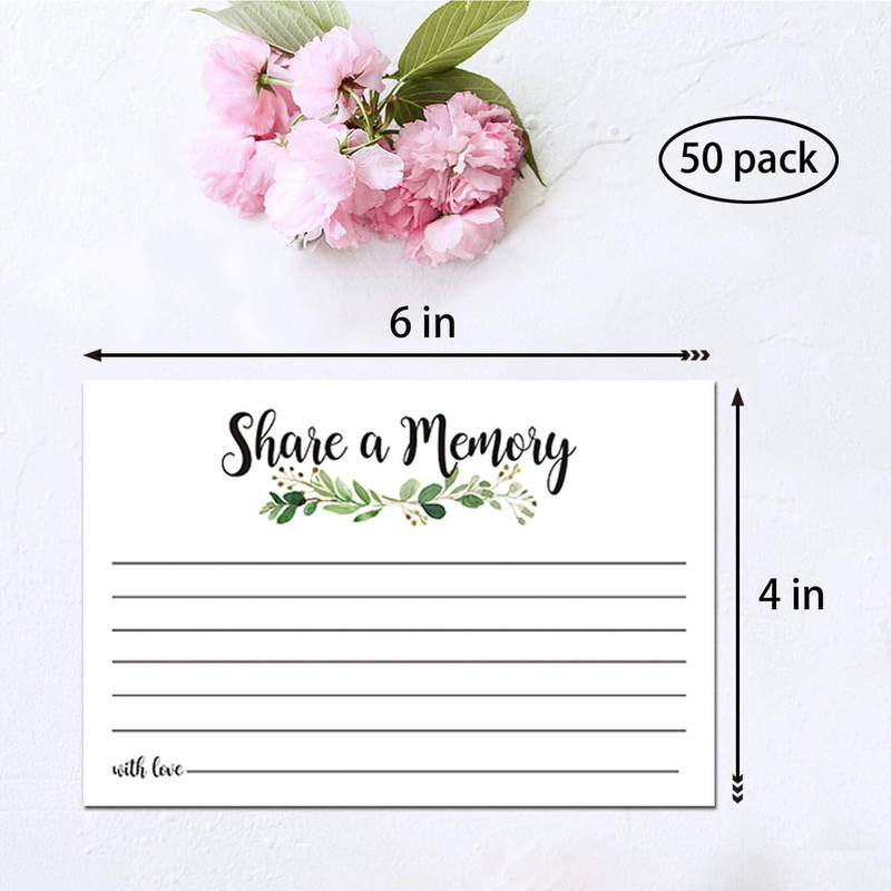 Greenery Share a Memory Cards, Funeral Guest Book, Memory Card for Celebration o gallery
