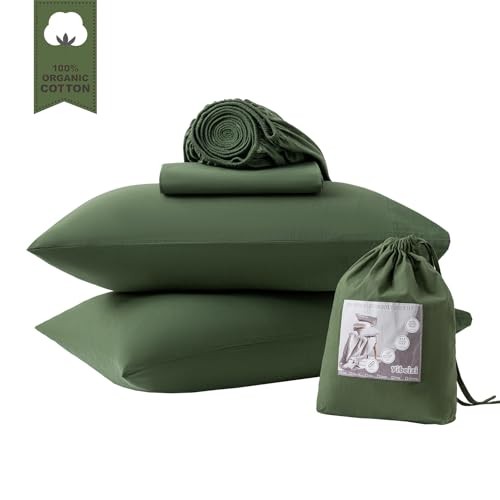 100% Washed Cotton Linen Feel Sheet Set Size, 4 Pieces Deep Pocket Queen Green gallery