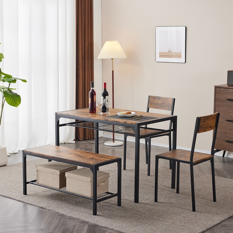 Dining Table Set for 4 Kitchen Table with 2 Chairs A Bench Bar Pub Apartment gallery