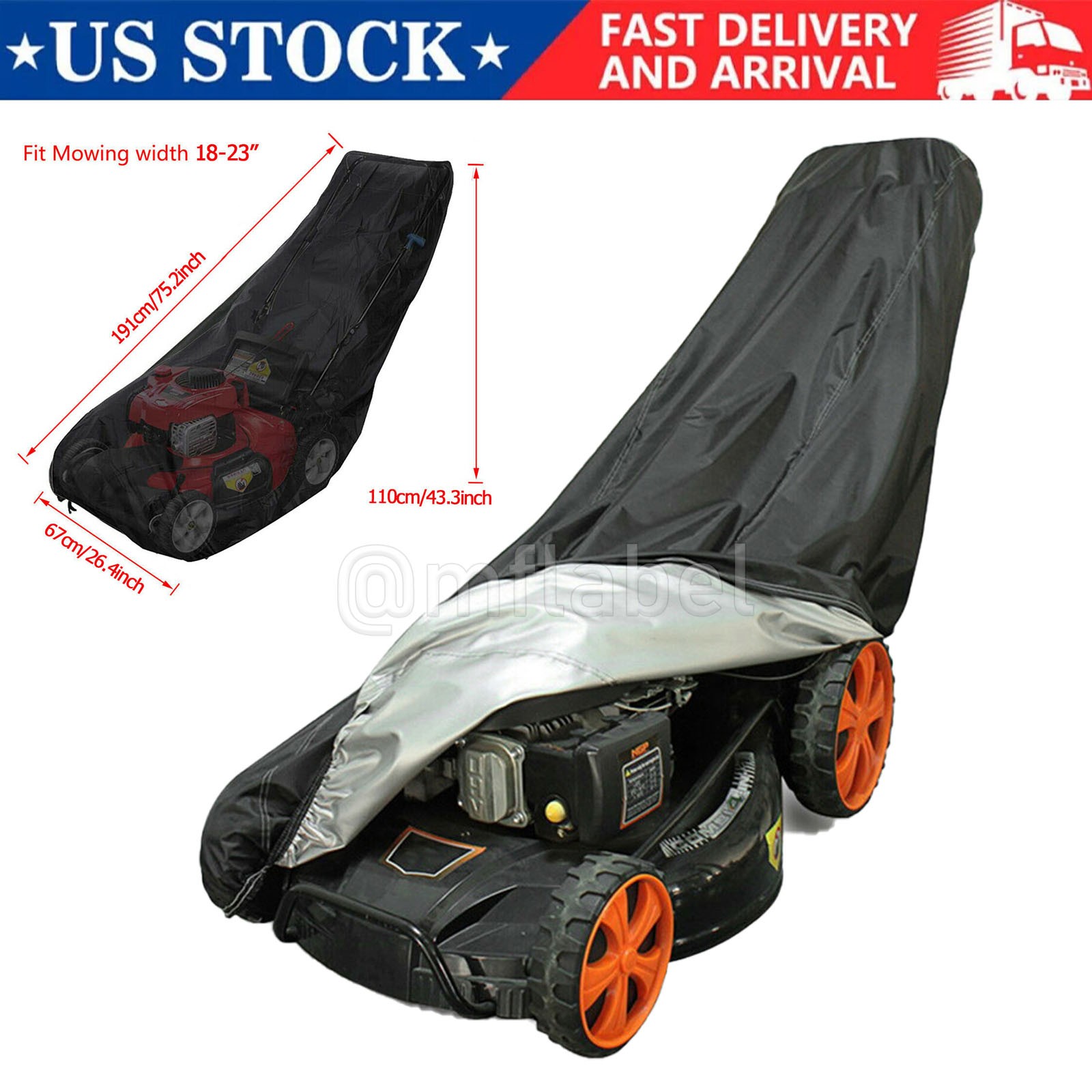 Universal Waterproof Lawn Mower Cover Outdoor UV Protector for Push Mowers Black gallery