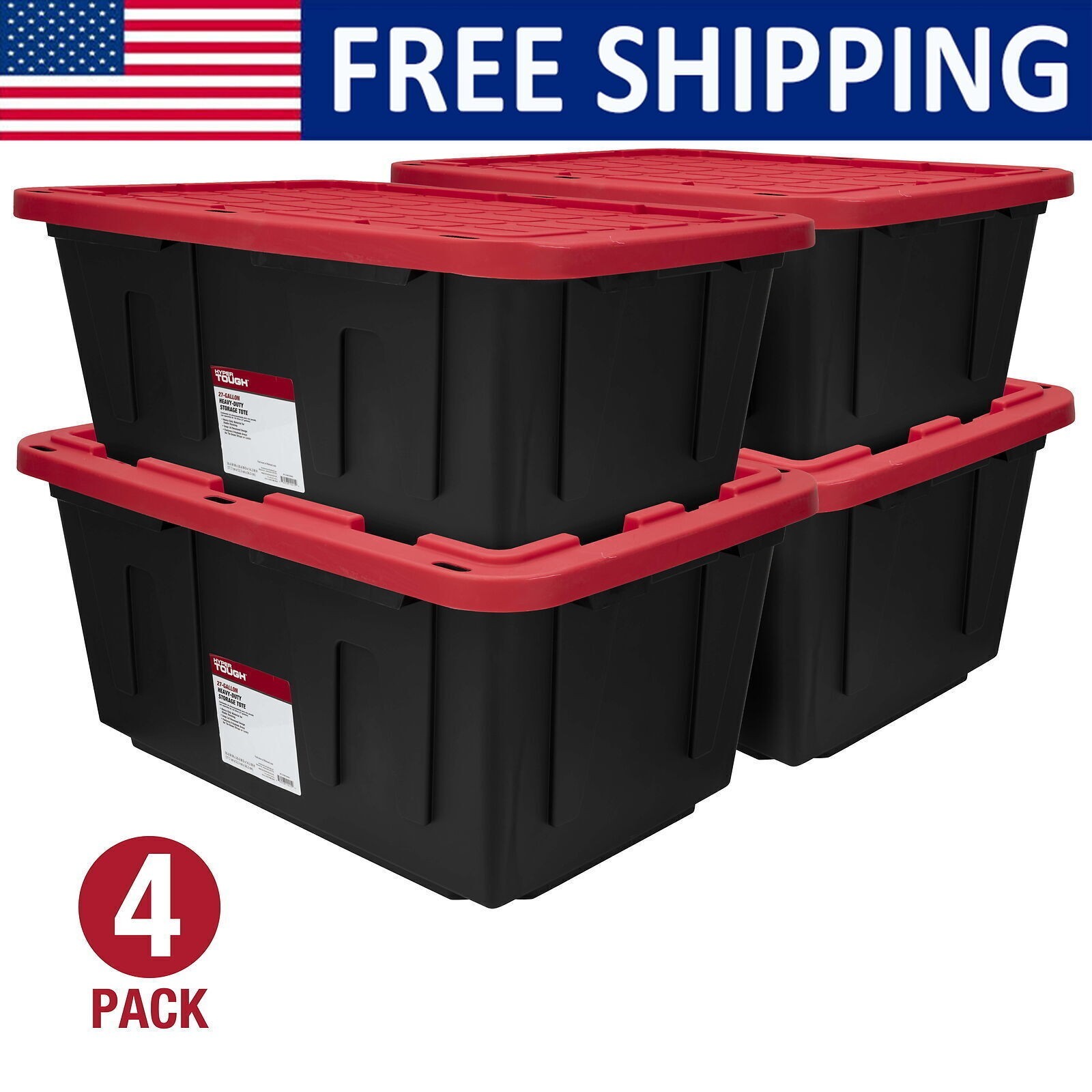 Stackable Snap Lid Plastic Storage Bin Container Organizers Household Garage New gallery