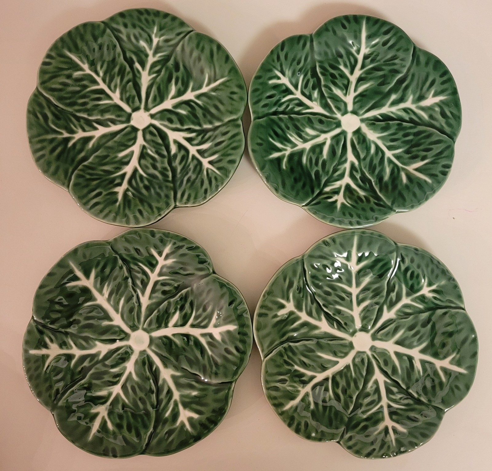 4 pk Maxcera Cabbage Leaf 6 in Appetizer Plates Ceramic Spring Easter Green New gallery