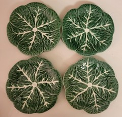 4 pk Maxcera Cabbage Leaf 6 in Appetizer Plates Ceramic Spring Easter Green New