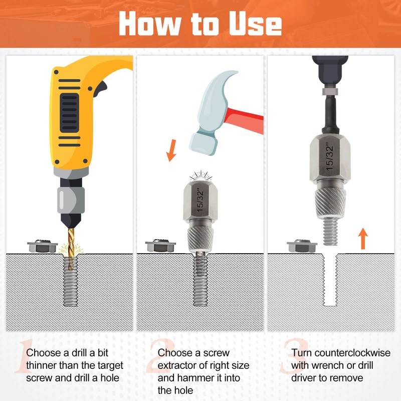 27 PCS Multi-Spline Screw Extractor Set with 3"/8” Drive Hex Head Bolt Remover gallery