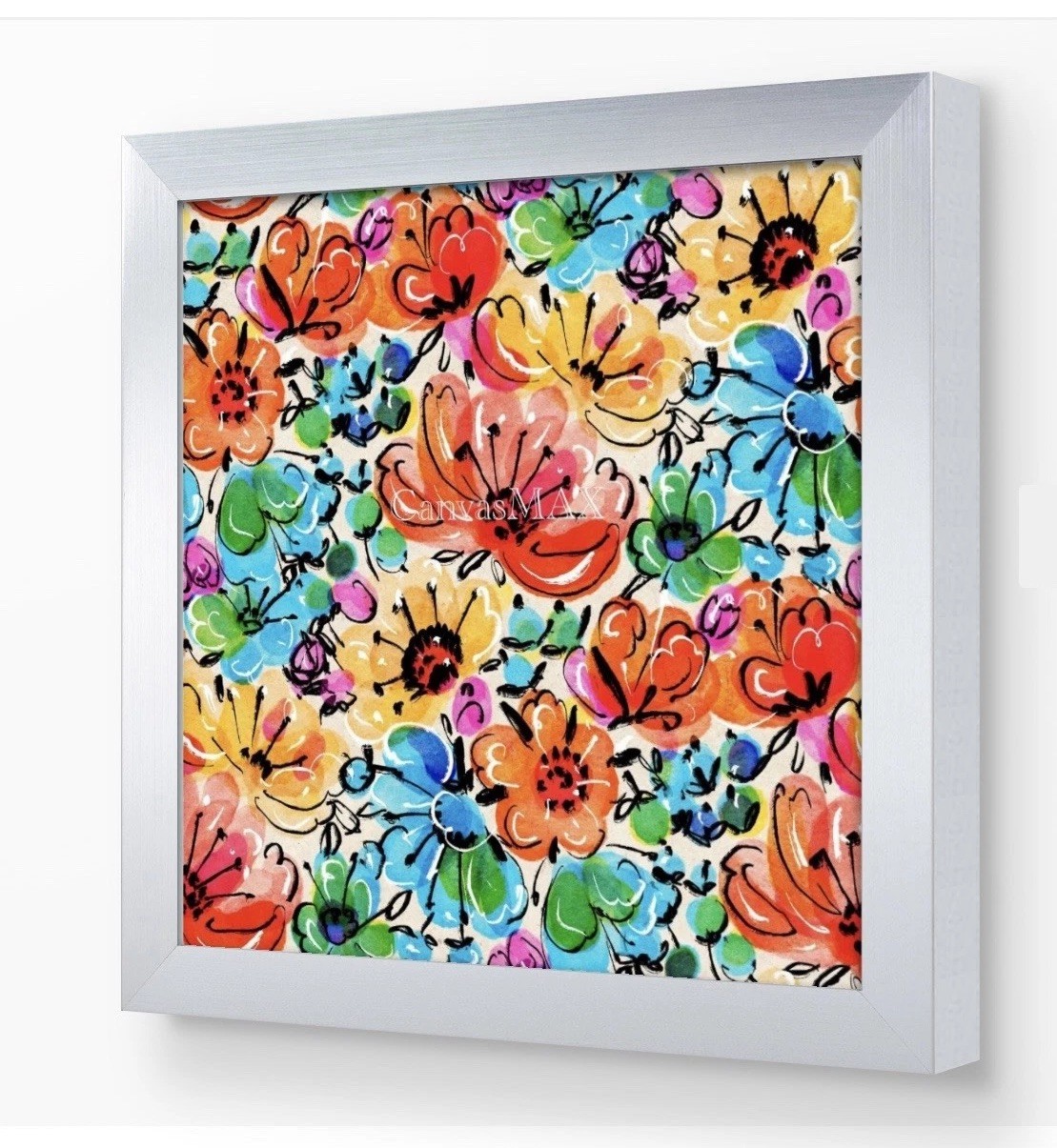 Cute Multicolor Decorative Floral Wall Decor Square Print Ready to Frame (8x8) gallery