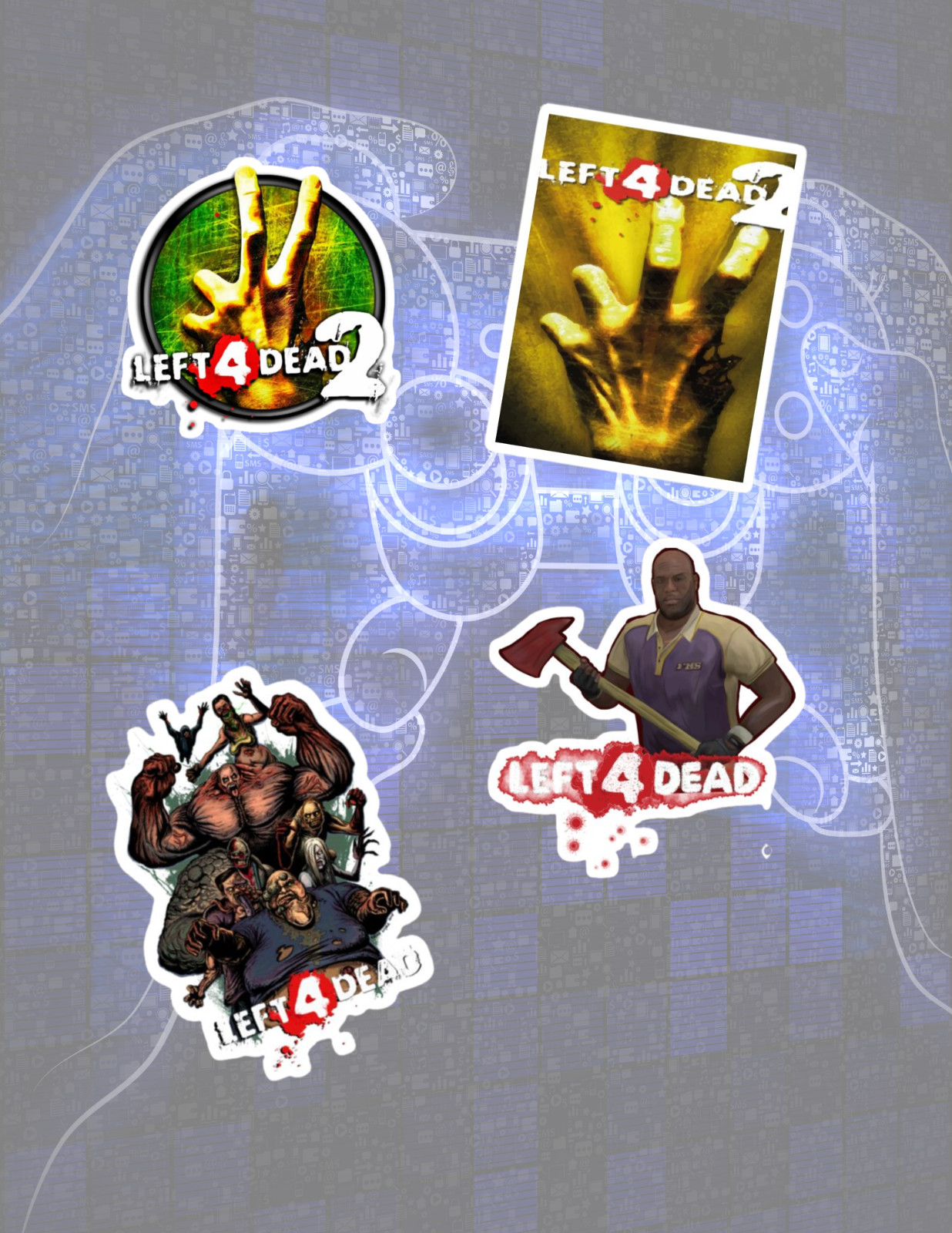 Left 4 Dead Retro Video Game 4pc Sticker Pack gallery