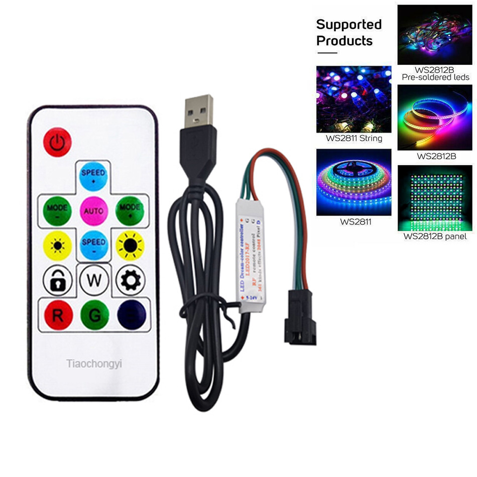 USB 14keys 3pin RGB LED contorller RF Remote For DC 5V SK6812 WS2812 led strips gallery