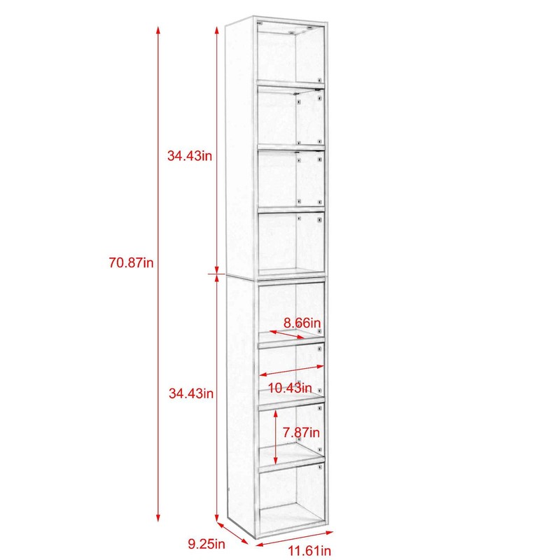 Multi-functional 8-layer storage cabinet - white, adjustable bookshelf gallery