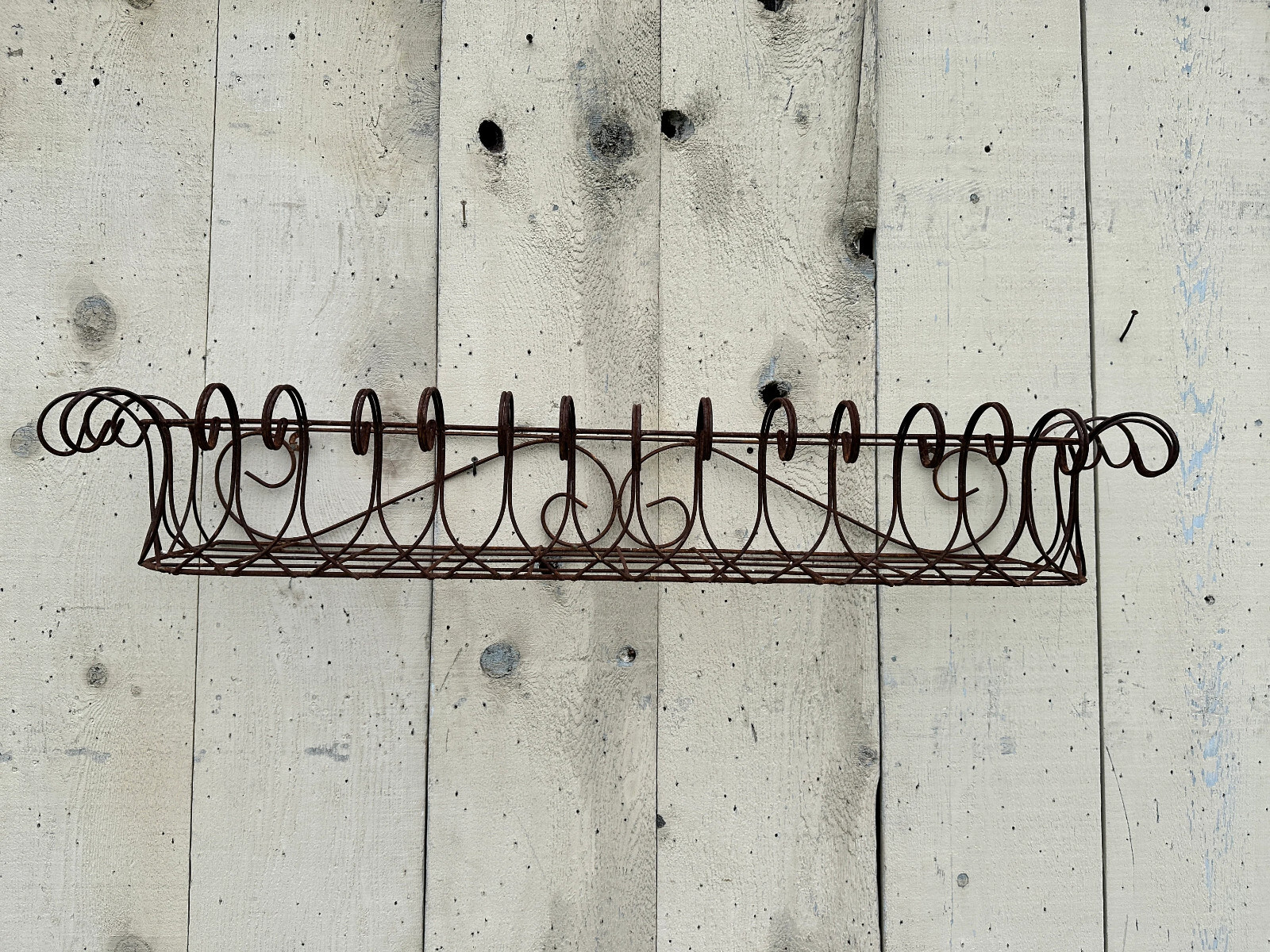 45" Window Box Wall Mount Planter - Outdoor Patio Metal Basket Wrought Iron gallery