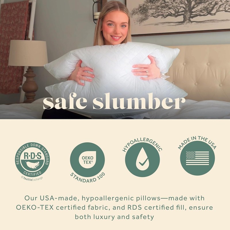ComfyDown 50/50 Down Feather Blend ComfyDream Bed Pillow for Sleeping gallery