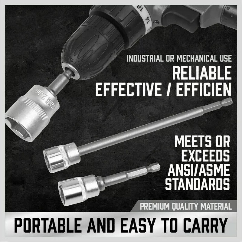 6 pc 6" & 3" Impact Grade Socket Adapter Set 1/4" 3/8" 1/2" Drive 1/4" Hex Shank gallery