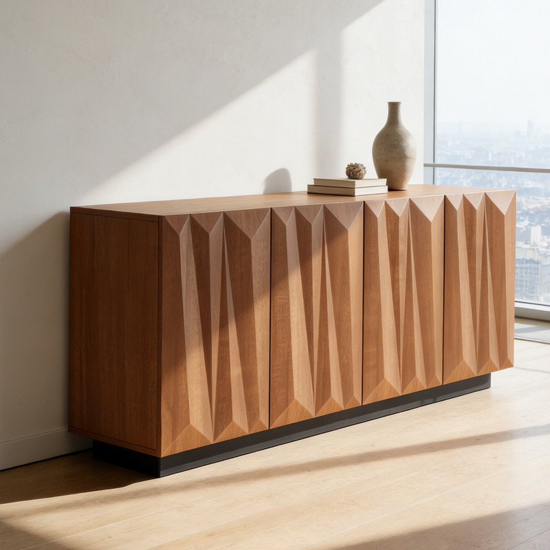 Modern Sideboard Geometric Door Storage Cabinet Buffet Console Credenza TV Stand gallery