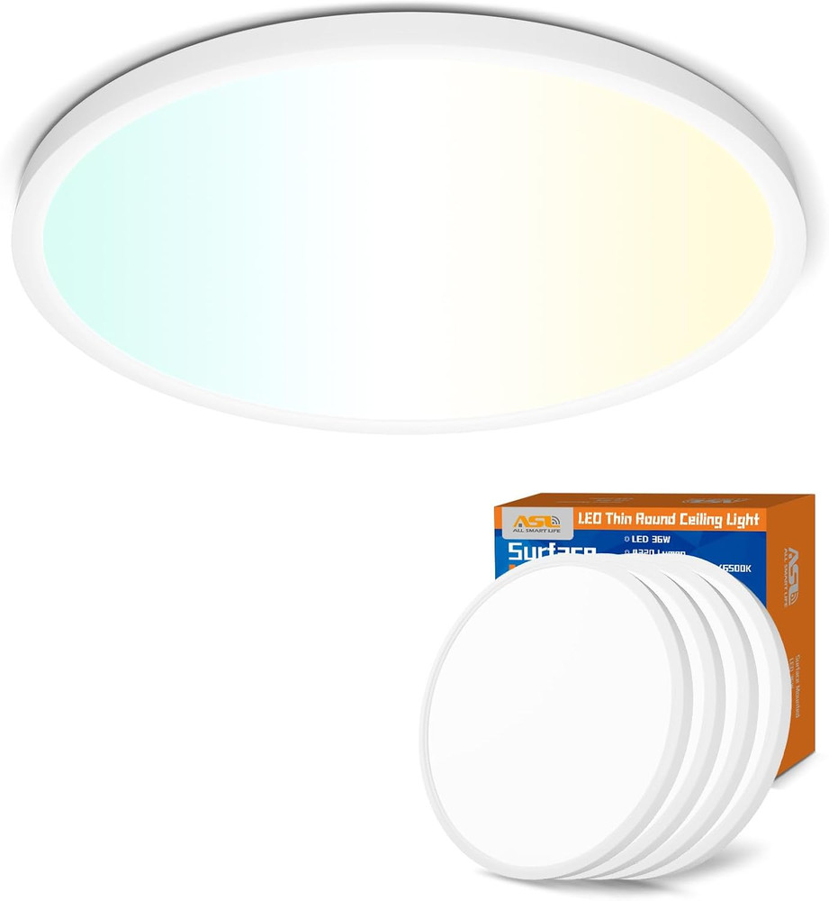 LED Flush Mount Ceiling Light 4-Pack, 18 Inch Thin round Flat Panel Light 36W 46