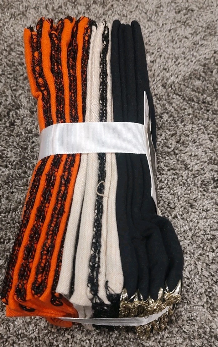 Max Studio HOME Napkins (12) BLACK ORANGE KHAKI 18 X 18 NIP gallery