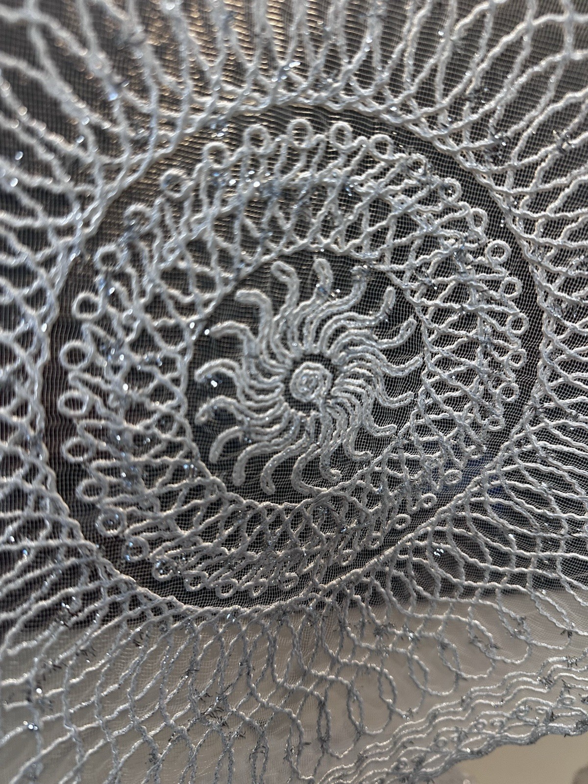 6 Round Cream White Silver Embroidered -Style Table Placemats Stitched Design gallery