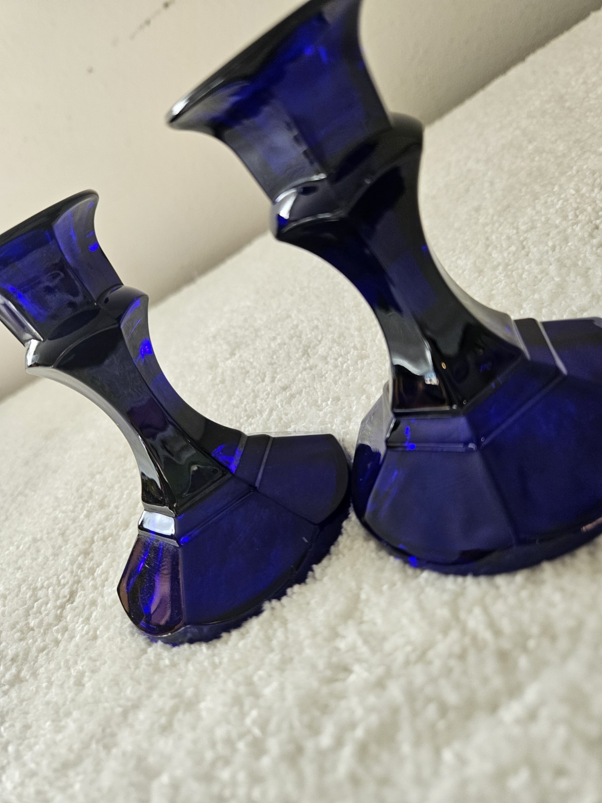Cobalt Blue Glass Candlesticks One Pair gallery