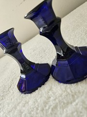 Cobalt Blue Glass Candlesticks One Pair