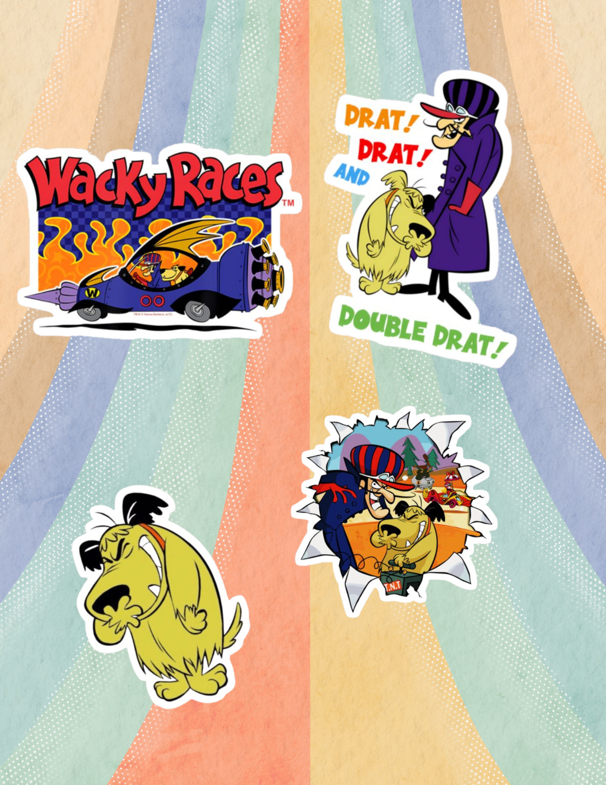 Wacky Races Retro Cartoon 4pc Sticker Pack gallery