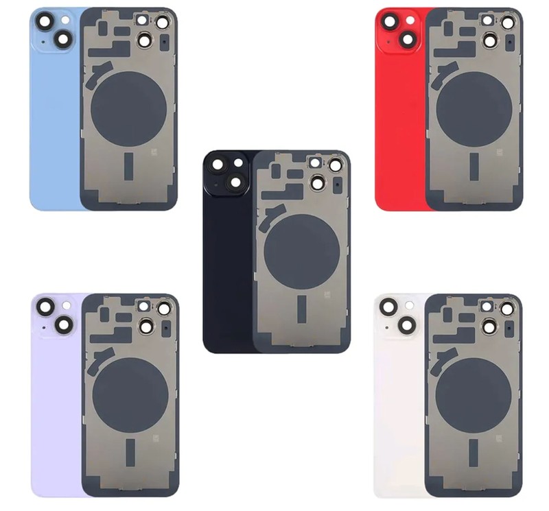 For iPhone14 15 16 17 Back Glass Replacement Big Hole Rear Cover Metal logo Lot gallery