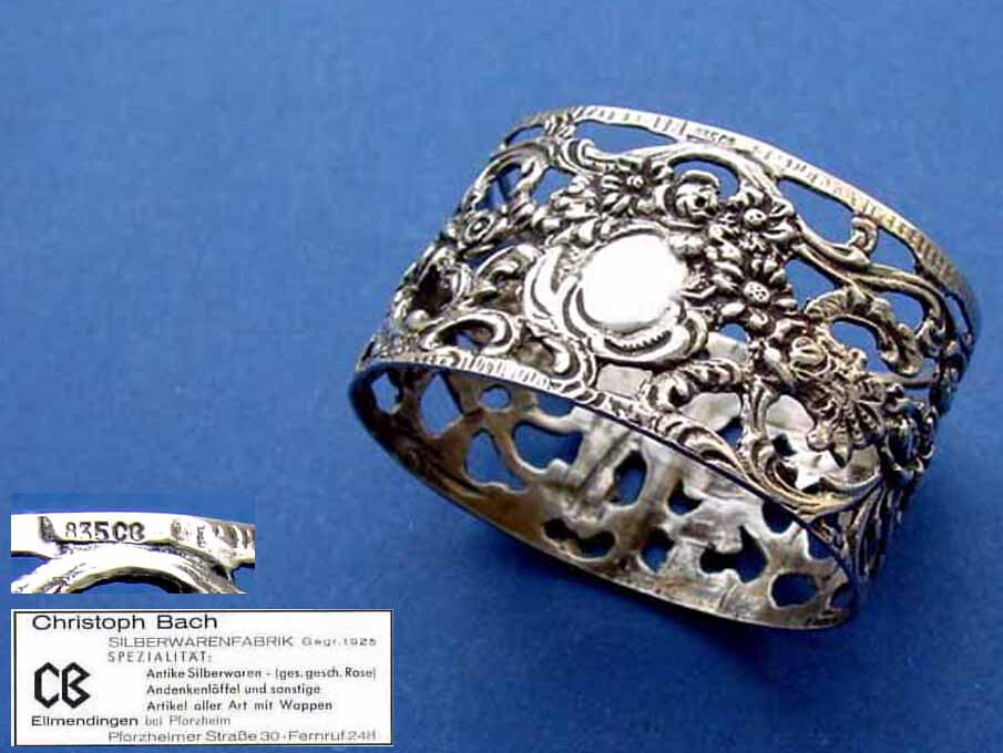 Napkin Ring, Rose Decor, Christoph Bach, 835 Silver B289 gallery