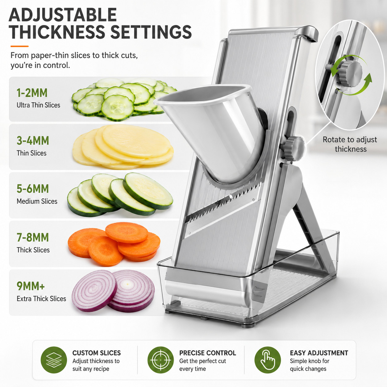 Adjustable Stainless Steel Vegetable Slicer Chopper Mandoline Cutter Kitchen Too gallery