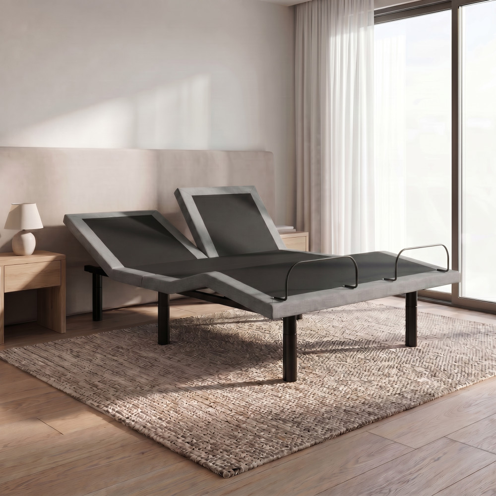 Adjustable Bed Base, Head & Foot Position Control, Black Grey, with Remote gallery