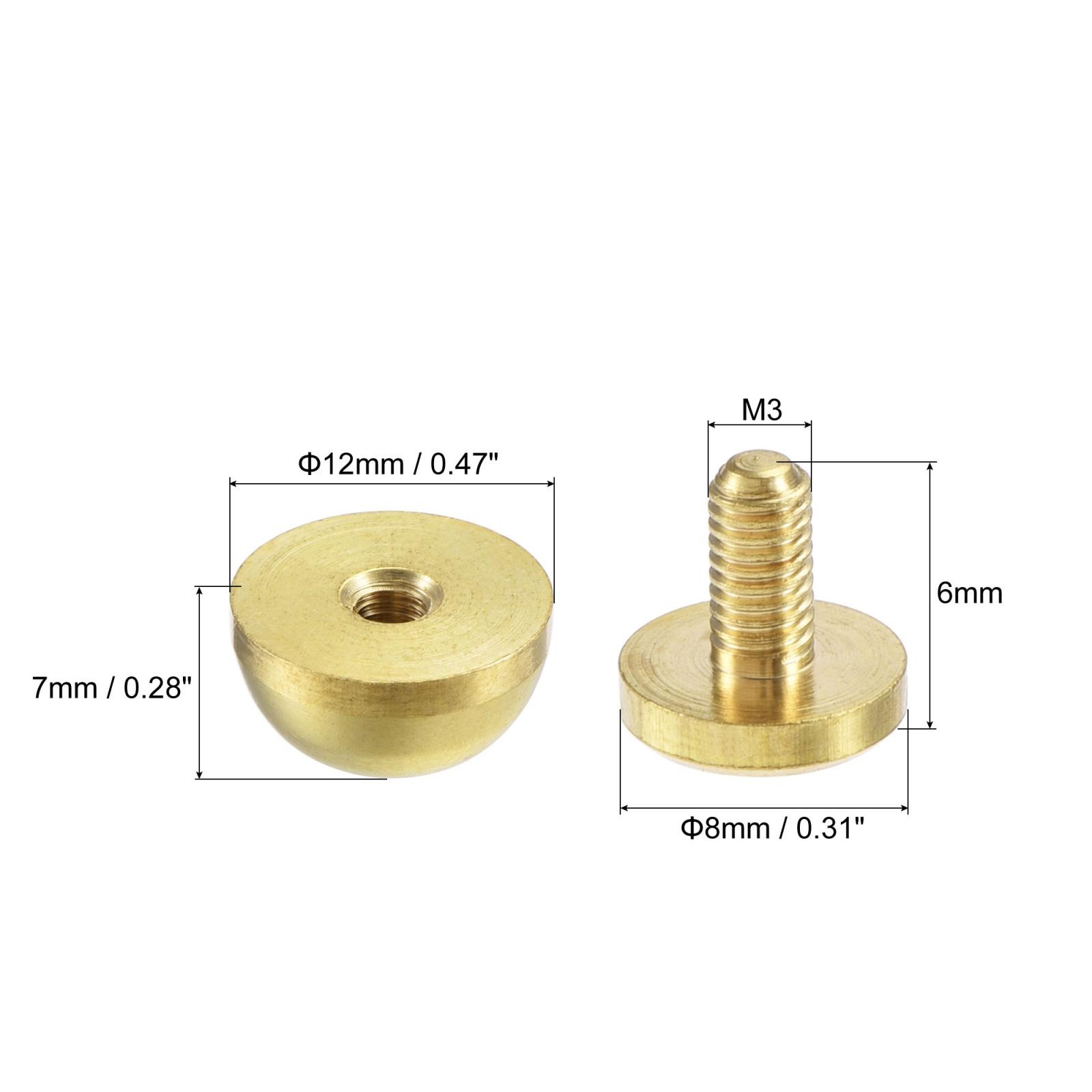 12x7mm Round Studs Rivet Purse Handbag Feet Nails Brass Leather Craft DIY 6pcs gallery