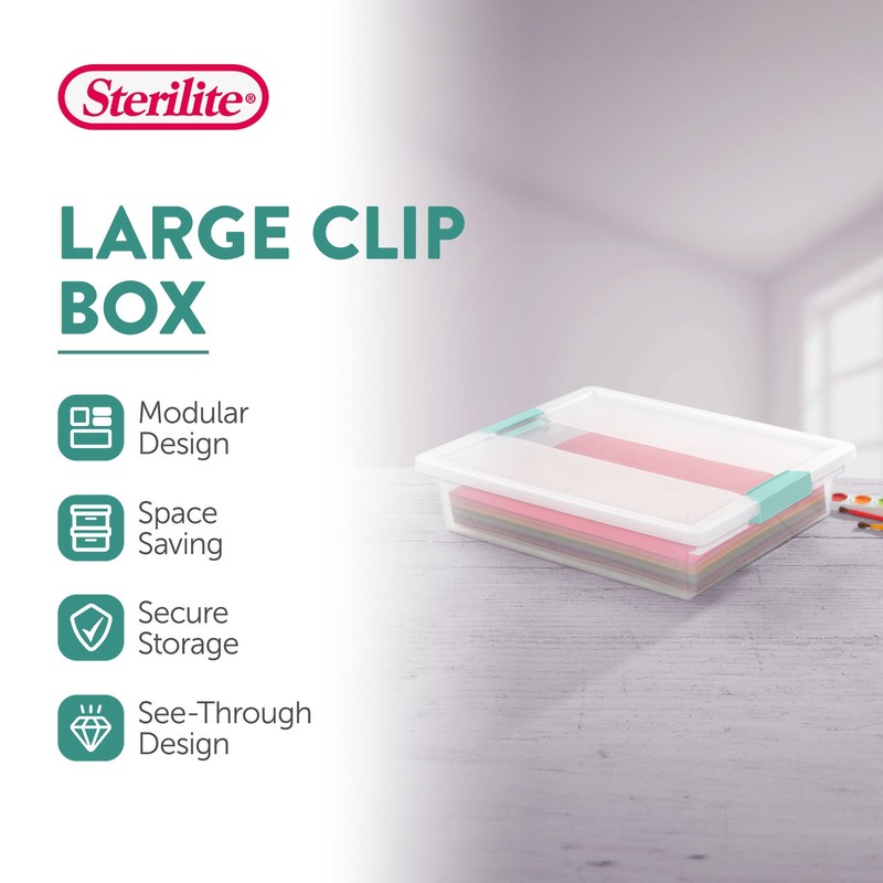 Sterilite 5.7 Qt. Large Plastic Stackable Storage Bin w/Clear Latch Lid (6 Pack) gallery